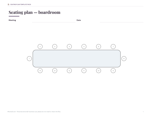 Preview of Printable Boardroom Seating Plan